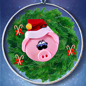 Pig Personalized Wreath Ornament for 1