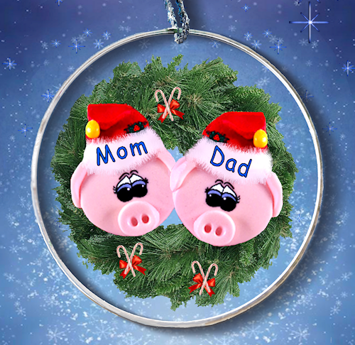 Pig Personalized Wreath Ornament for 2