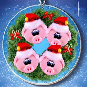 Pig Personalized Wreath Ornament for 4
