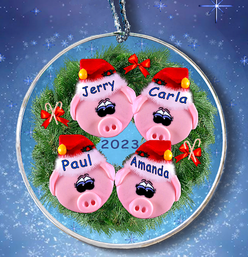 Pig Personalized Wreath Ornament for 2