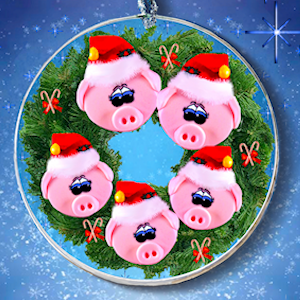 Pig Personalized Wreath Ornament for 5