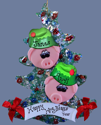 Pig Elf Family Personalized Tree of 2