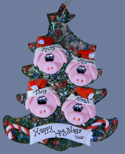 Pig Family Personalized Tree of 4