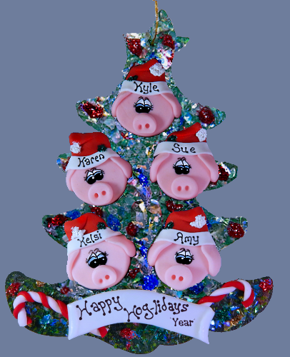 pig family tree ornaments