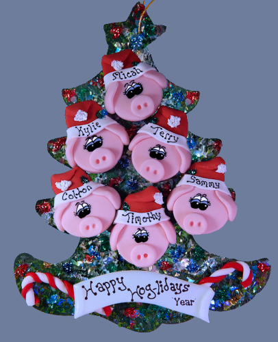 Pig Family Personalized Tree of 6