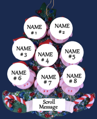 Pig Elf Family Personalized Tree of 8