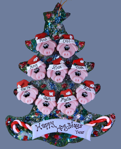 Pig Family Personalized Tree of 9